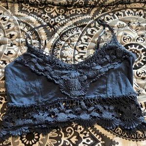 Navy blue crochet crop top
